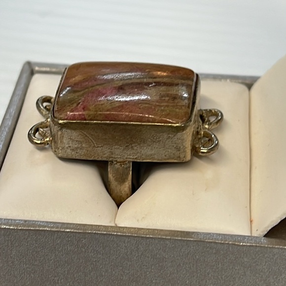Jasper Stone 925 Ring Sz 6 - Picture 3 of 5